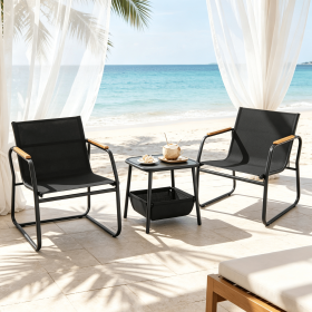 3 Pieces Outdoor Bistro Conversation Set Patio Furniture Set for Small Spaces Garden Coffee Table And Chairs Set