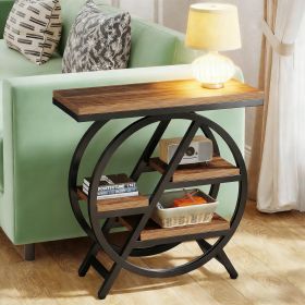End Table, Small Side Table Snack Table with Storage Shelves