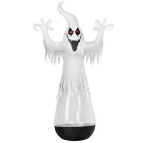 12ft Inflatable Halloween Decor Half-Body Clear PVC White Ghost With 2 LED Lights & 1 Stage Light, Black & White, 12V 2000mA US Power Adapter (Option: defaulttitle)