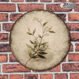 8x8in Vintage Botanical Round Sign Plant Flower Wall Decor (Option: Tin)